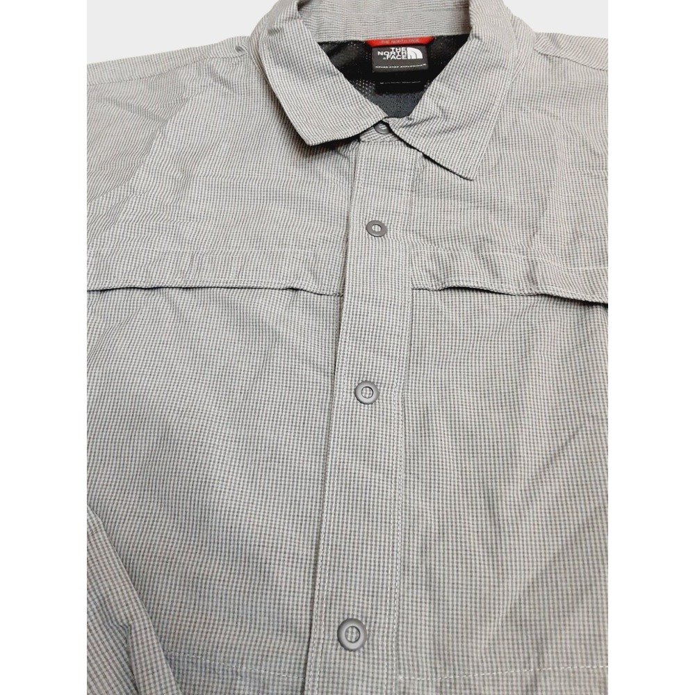 The North Face Shirt Men XL Gray Check Plaid Long Sleeve Lightweight Snap Button